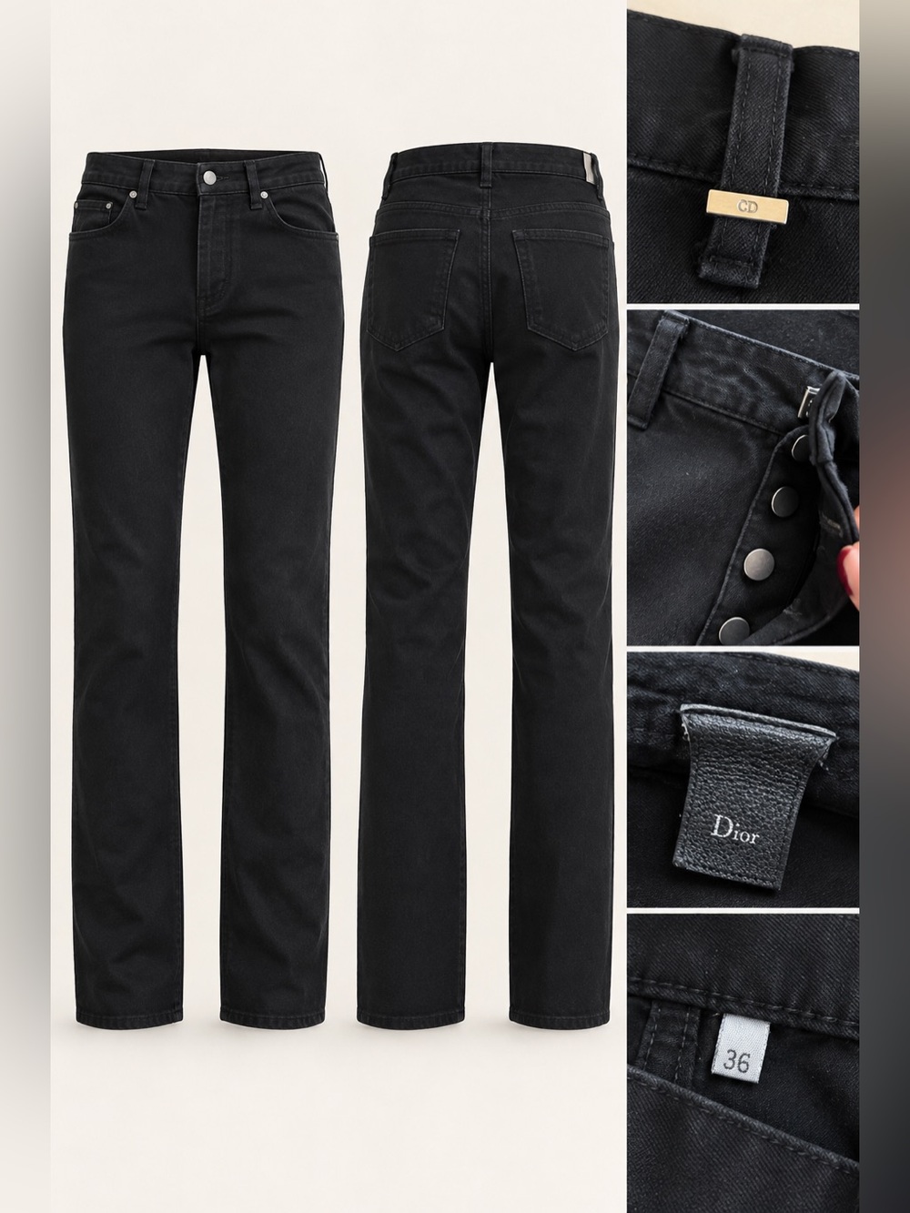 Dior Men’s Black Straight-Leg Jeans with Subtle Gold Hardware